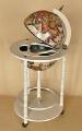 Globe bars, kitchen tables on wheels.