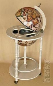 Globe bars, kitchen tables on wheels. 