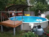 The destruction of algae in the pool. 