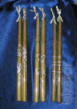 Wax cylindrical wedding candles 