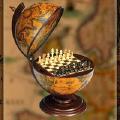 Tabletop globe bar with chess
