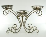 Country wrought iron stand with wooden planters for flowers. 