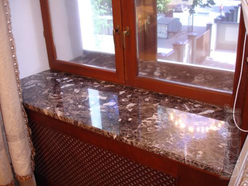 The sills of granite and marble 