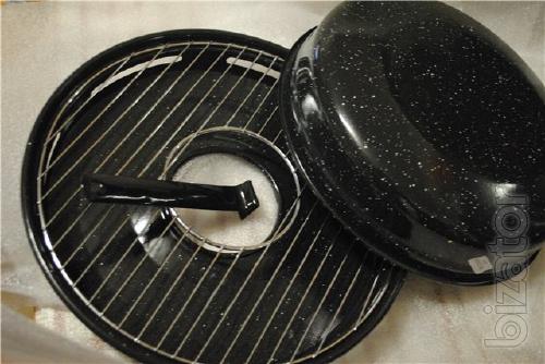 The pan grill-gas. Enameled. Made in Romania. 