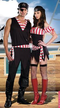 Carnival costume for pirate parties, men, women 