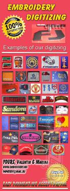 Machine Embroidery Designs -Logo Embroidery Digitizing DST ART PES HUS JEF EXP.. 