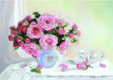 needlework kits, printed canvas with drawing, painting on silk, canvas,embroidery floss 