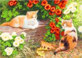 needlework kits, printed canvas with drawing, painting on silk, canvas,embroidery floss 