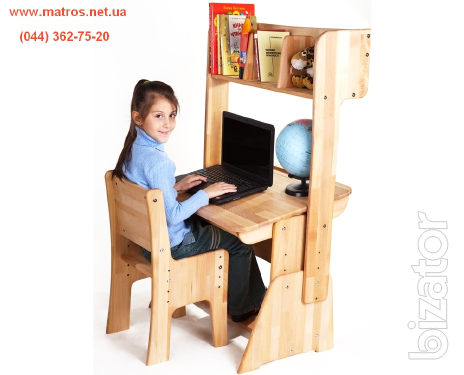 Wooden school Desk and chair schoolboy - 1 with an add-in 
