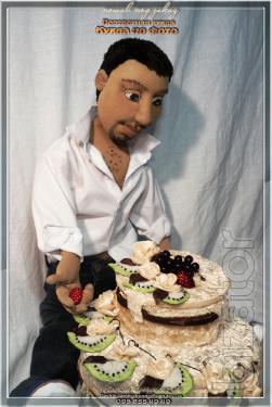 Portrait of textile doll.Cartoon - p