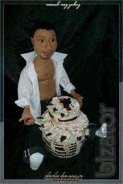 Portrait of textile doll.Cartoon - p