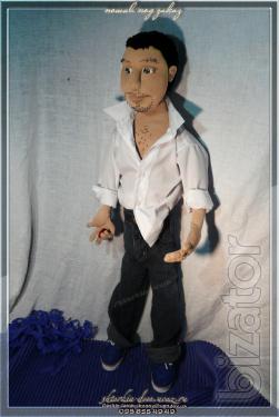 Portrait of textile doll.Cartoon - p