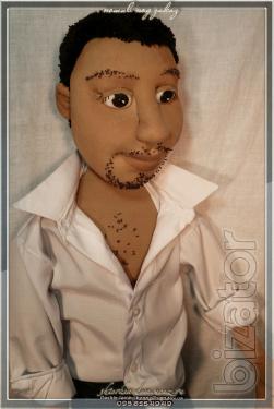Portrait of textile doll.Cartoon - p