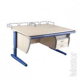 Convertible Desk "DEMI" with curbstone DAY.15-04 + orthopedic chair DAY.01, maple color/blue 
