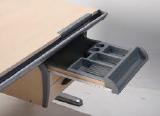 Growing the Desk-table "DEMI" with curbstone DAY.15-04 + chair DAY.01, color maple/grey 