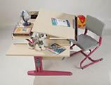Furniture set "DEMI" "From 5 years to graduation: table-row DAY.14-01 + chair DAY.01, maple color/pink