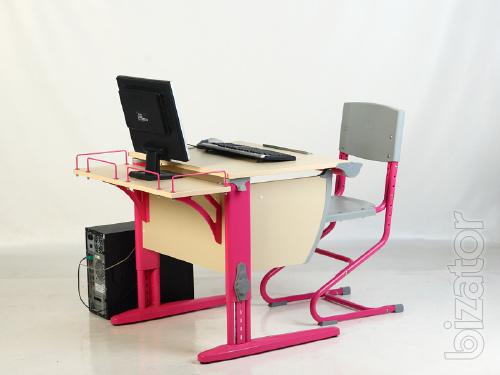 Furniture set "DEMI" "From 5 years to graduation: table-row DAY.14-01 + chair DAY.01, maple color/pink 