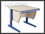 Children's Desk-transformer "DEMI" with orthopedic chair: table-row DAY.14-01 + chair DAY.01, maple color/blue