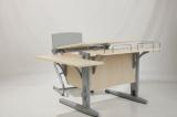 A growing set of furniture production in the Russian factory "DEMI": table-row DAY.14-02 + chair DAY.01, color maple/grey