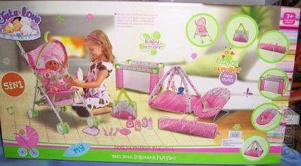 Kit 5 in 1 doll (crib, stroller, Mat, bag, envelope) 