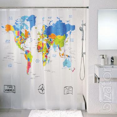 Shower curtain bath world Map 