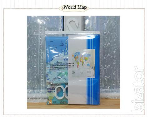 Shower curtain bath world Map 