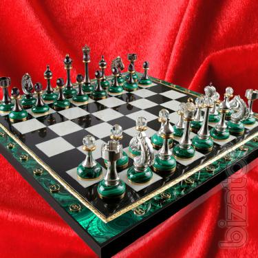 Chess from malachite. 