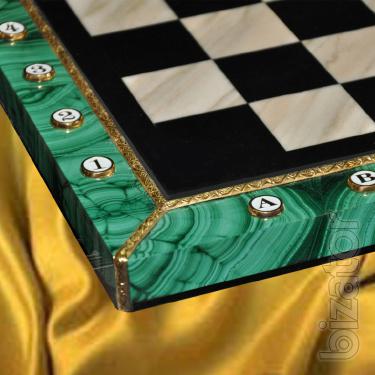 Chess from malachite. 