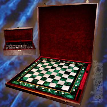 Chess from malachite. 