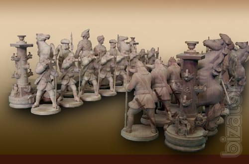 Chess from malachite. 