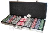 A set of 500 poker chips with denominations A set of 500 poker chips with denominations