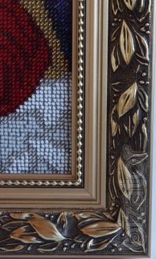 Icon embroidered beaded "virgin with child". 