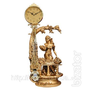 Mantel clock with pendulum "Girl with flowers" Jibo 117A, 72cm 
