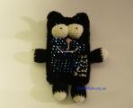 Knitted pouch for mobile phone Black cat 