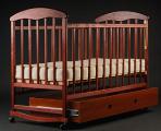 Cot natural wood with built-in drawer