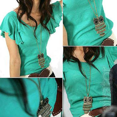 Vintage folding pendant "owl" on a long chain 