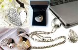 Flash memory, flash drive 2 in 1 jewelry trinket with rhinestones and a memory stick, a Golden bottle with rhinestones 8GB 