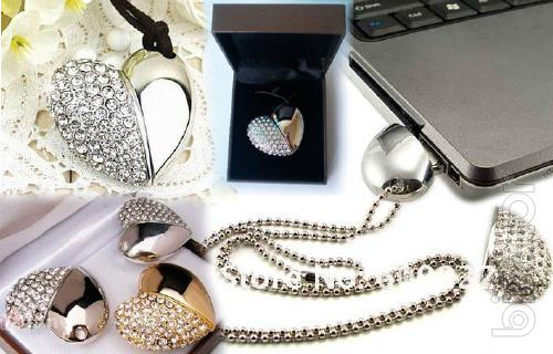 Flash memory, flash drive 2 in 1 jewelry trinket with rhinestones and a memory stick, a Golden bottle with rhinestones 8GB 