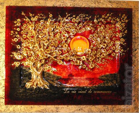 Glass painting "Sakura" average 