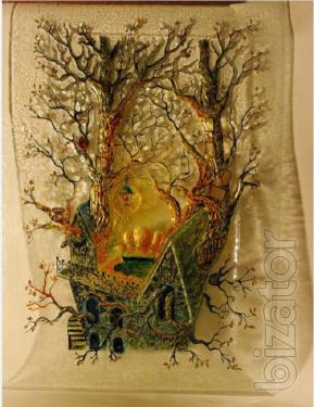 Glass painting "House" 