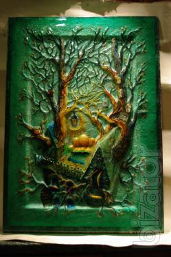 Glass painting "House" 