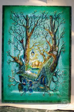 Glass painting "House" 