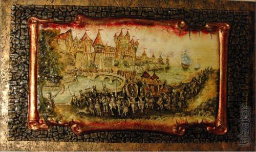 Glass painting"Knights" 
