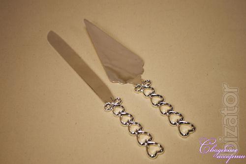Knife and blade for wedding cake "Hearts" 