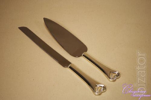 Knife and blade for wedding cake "Hearts in love" 