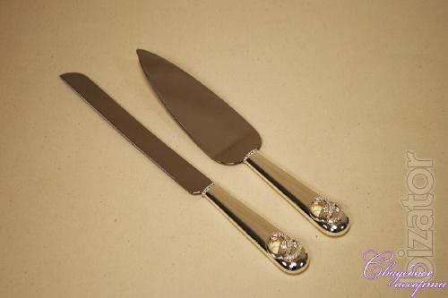 Knife and blade for wedding cake "Wedding rings" 