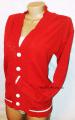 Men's knitted sweater with a striped, button closure 