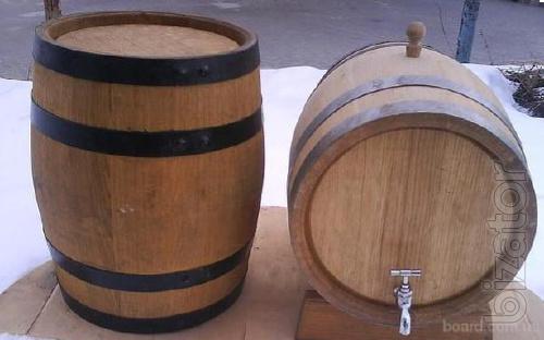 Oak barrels for storage of brandy and wine.Barrels of pickles 