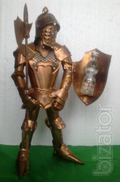 The statue (figure) "the Knight with the bar 44 cm of copper, handmade 
