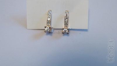 Sell gold earrings, sample 585, diamond model. Producer price!!! 